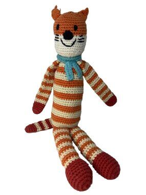 Pebble Fox Rag Doll Crochet Knitted Baby Rattle Plush Lovey Toy Stuffed Animal